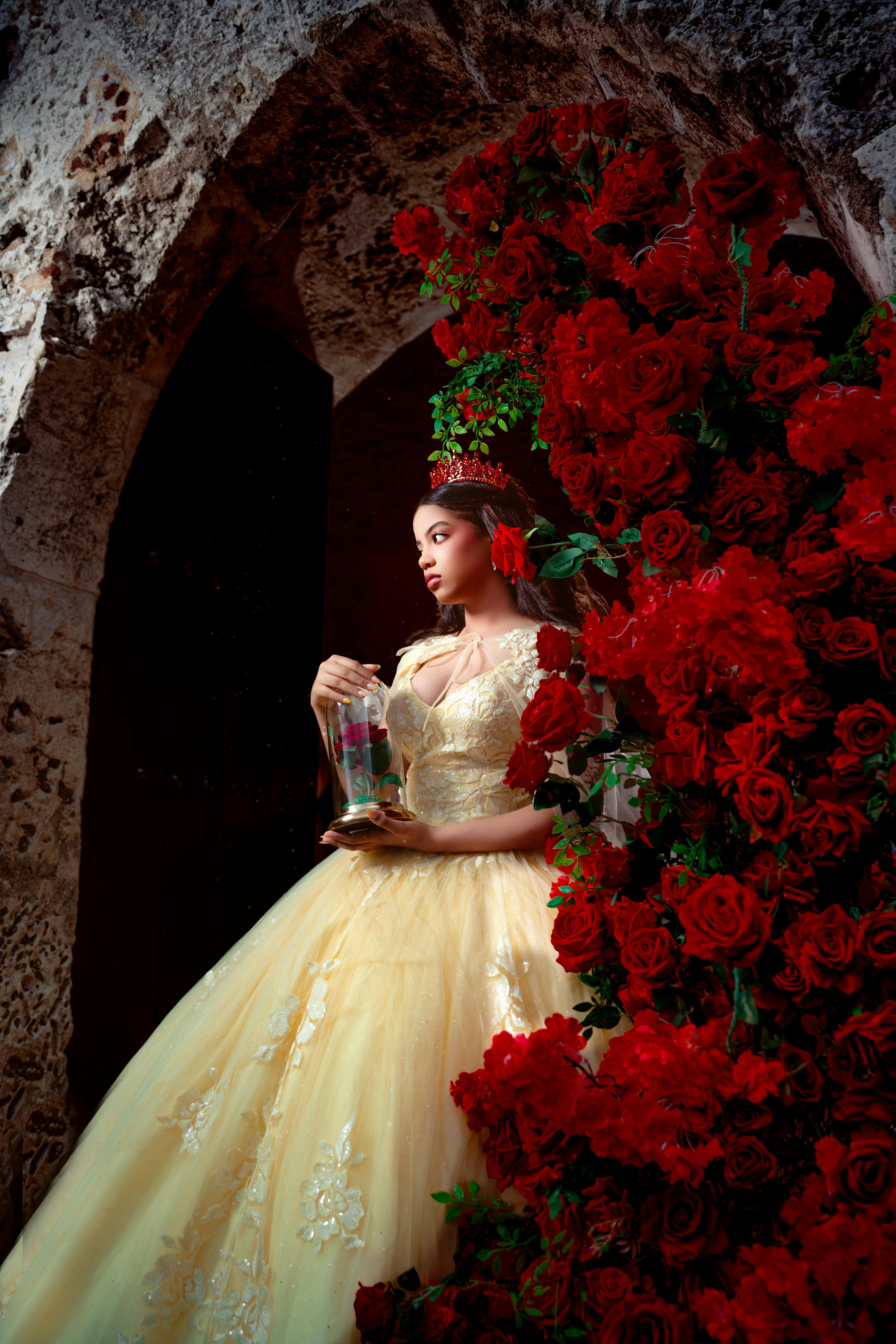 Actress rehearsing in front of mirror