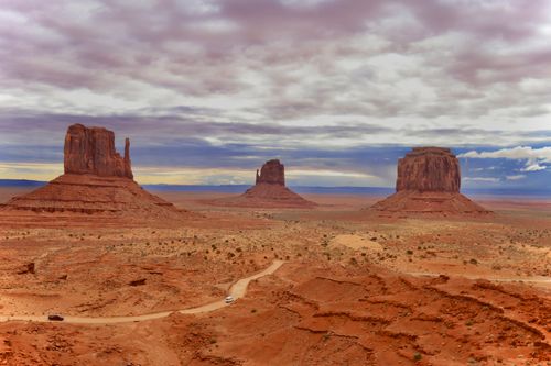 Free Majestic buttes under dramatic skies in Monument Valley, Arizona, USA. Stock Photo