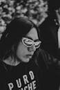 Black and White Portrait with Stylish Sunglasses