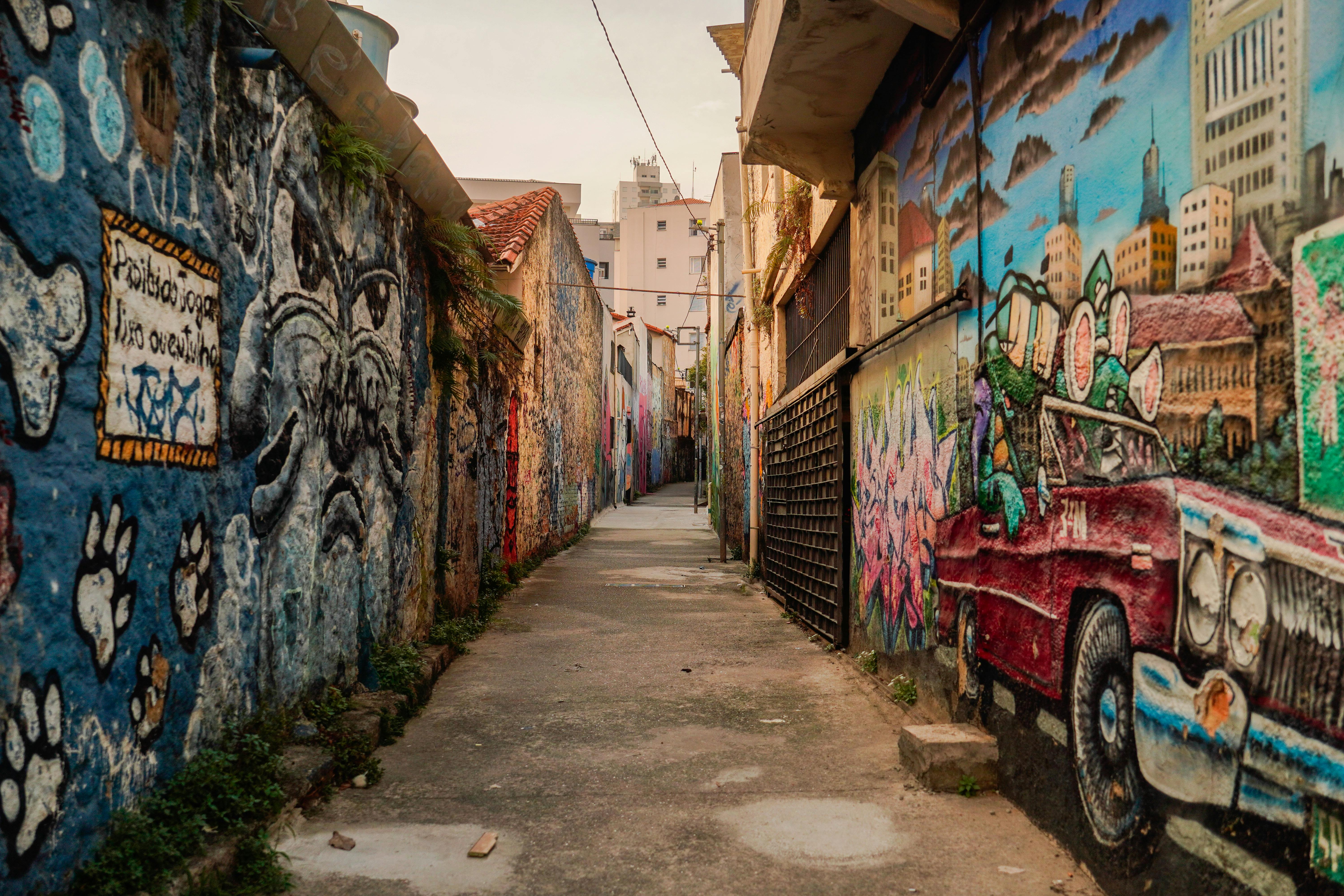 The Belt art alley with vibrant murals - business travel Detroit