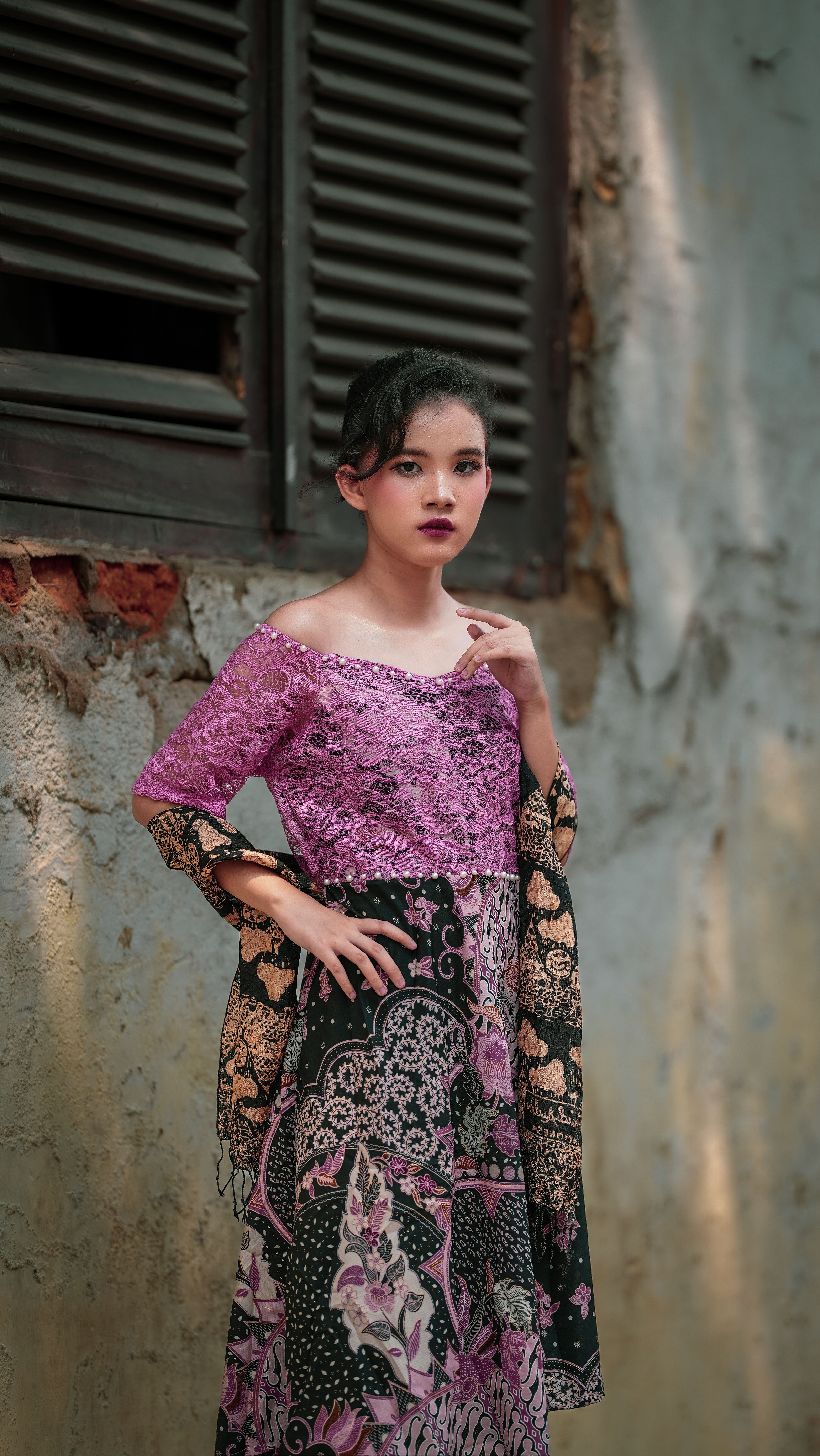 Young Woman in Traditional Batik Dress, Jakarta