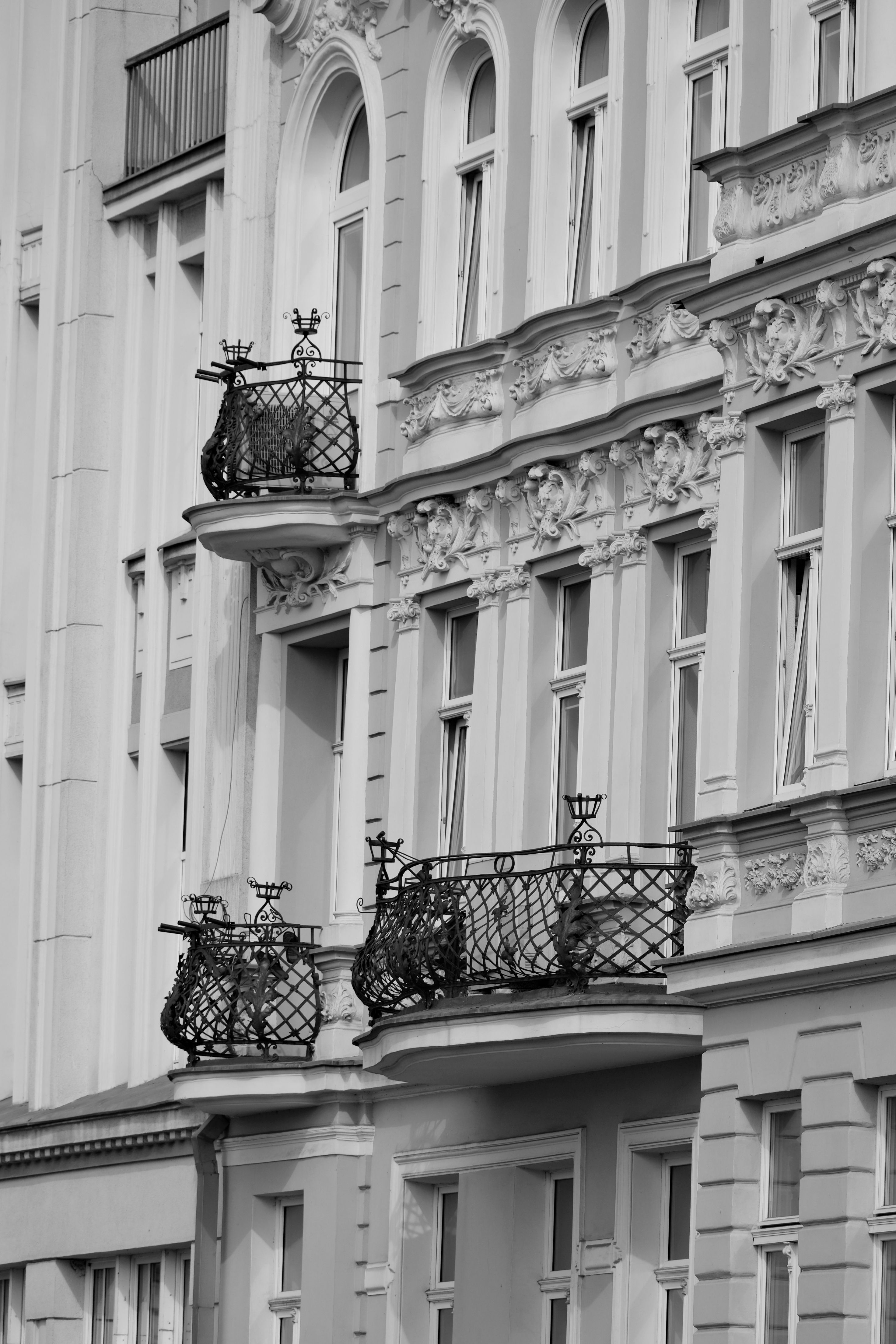 Elegant Historical Building Facade with Wrought Iron Balconies · Free ...