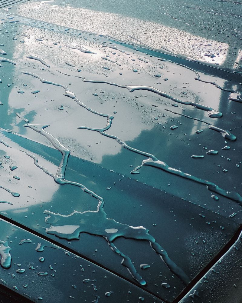 Water beading on coated car paint