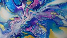 Blue Green and White Abstract Painting