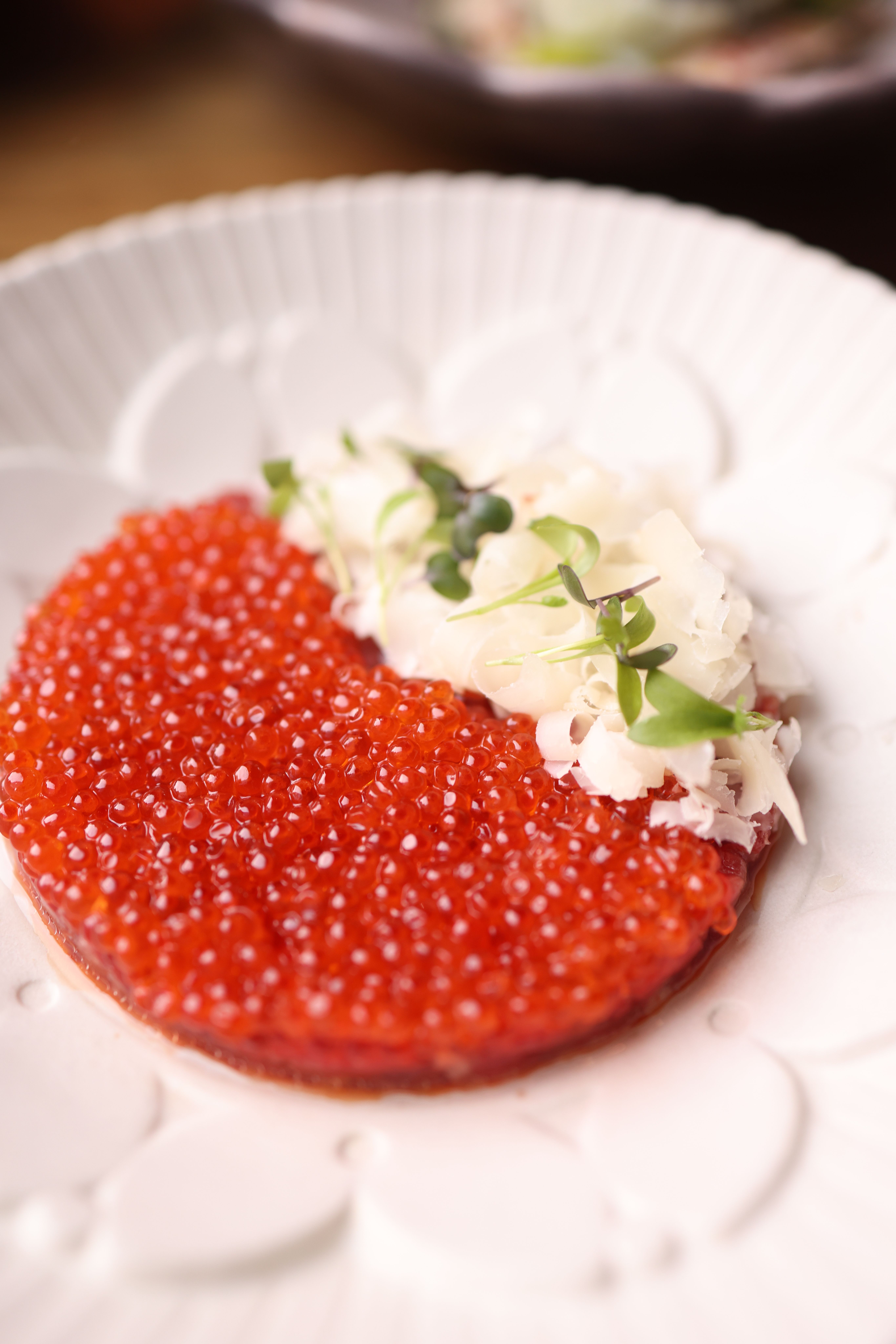 Exquisite Salmon Roe on Elegant White Plate · Free Stock Photo