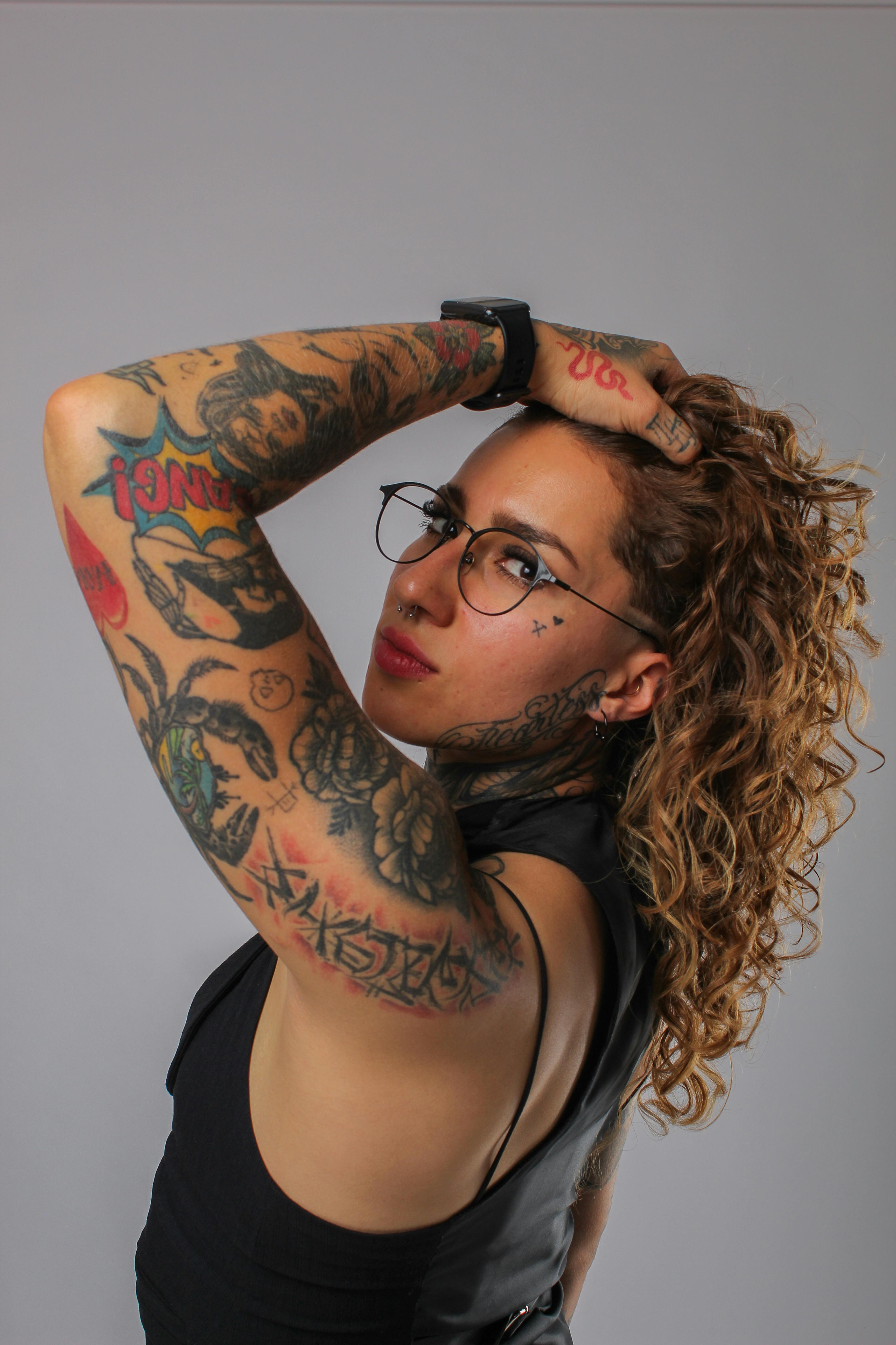 Tattooed Woman Posing in Fashion Editorial · Free Stock Photo, image size:3456x5184