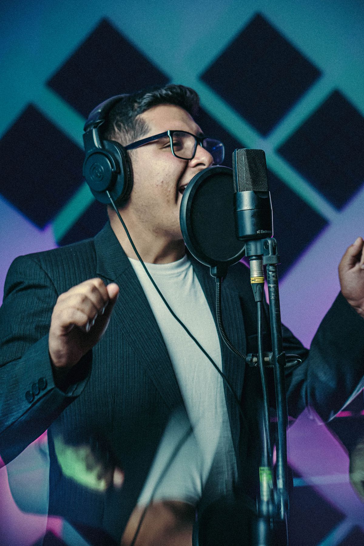 Artist in recording session