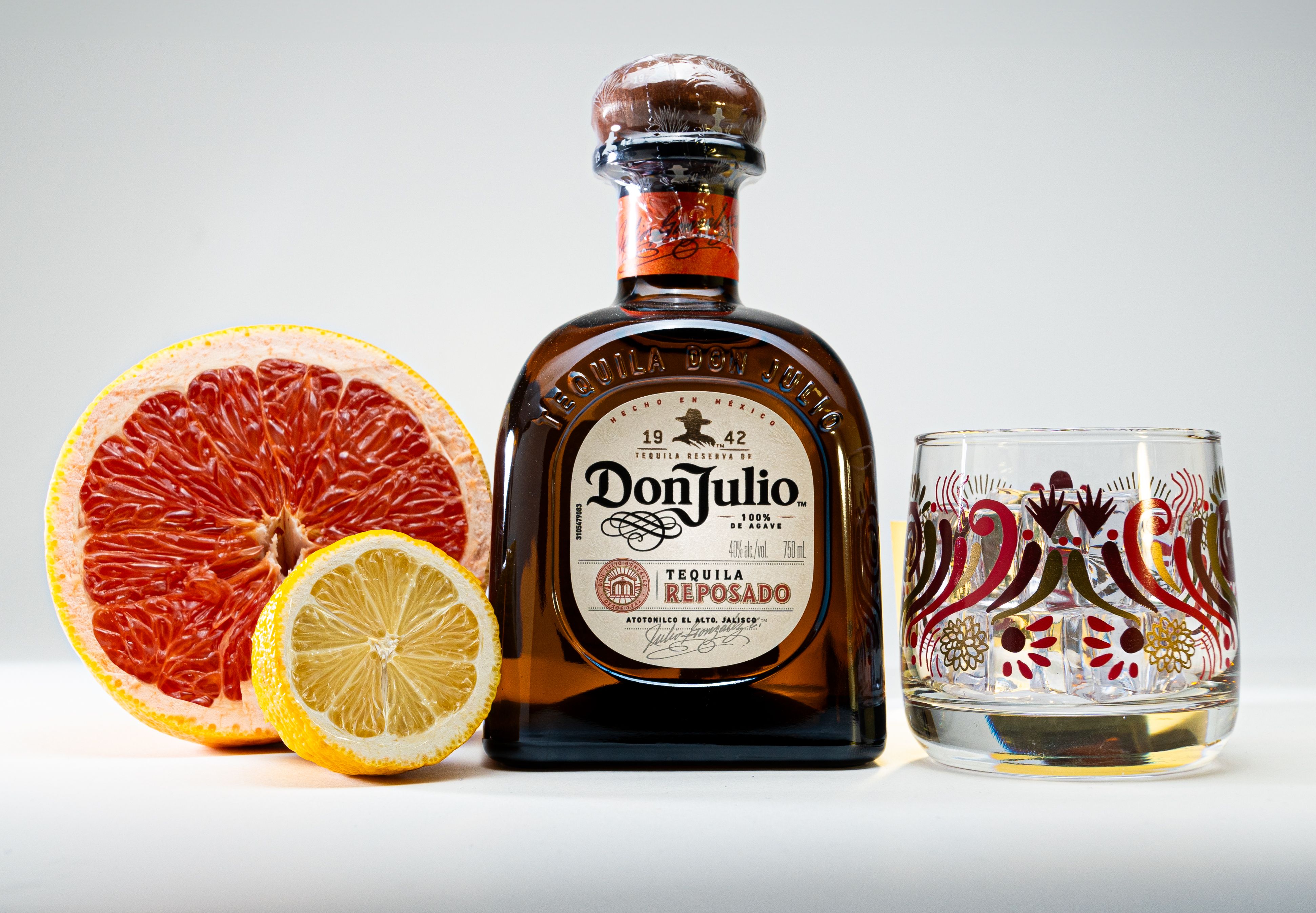 Close-up of a tequila bottle label showing certification details