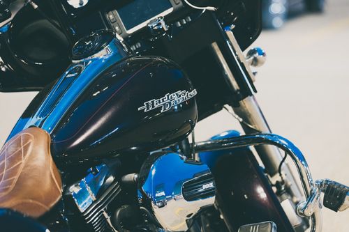Free Fuel Tank on Stylish Black Motorcycle Stock Photo