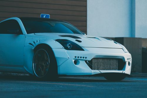 Free Parked White Lowered Drift King Car Stock Photo