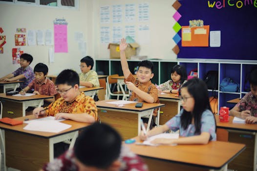 Students actively participating in a classroom environment, showcasing an engaging learning experience.