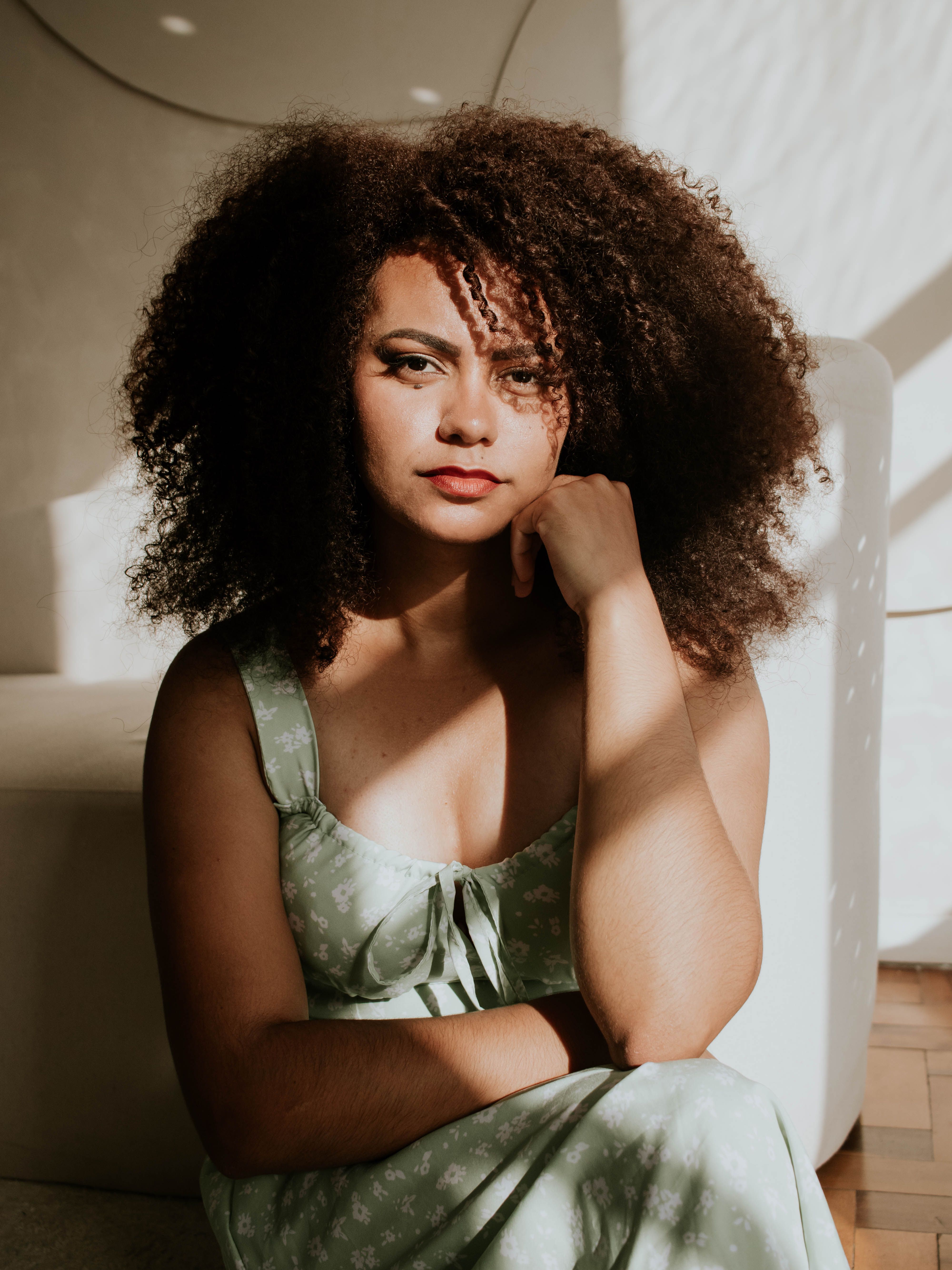 Coily hair woman portrait