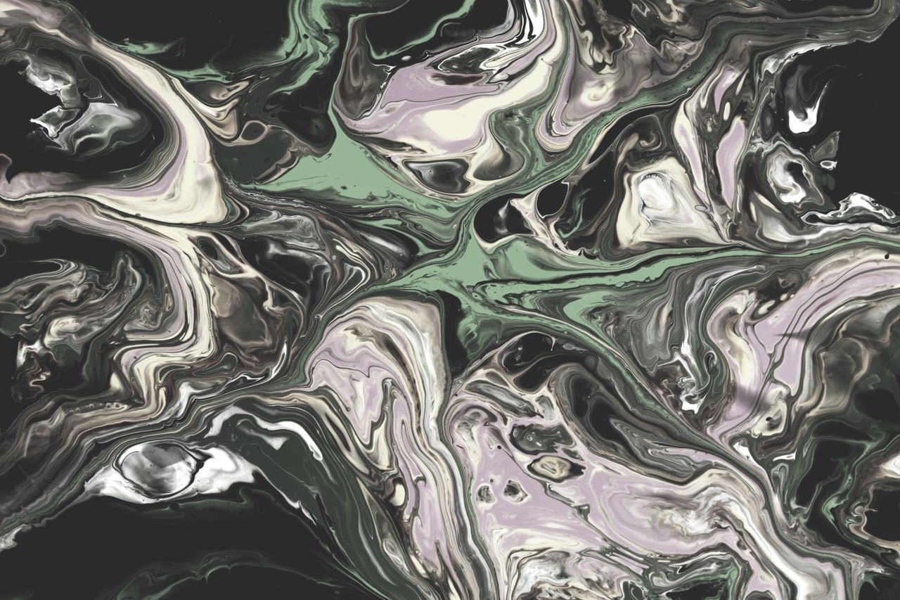 dynamic abstract painting with swirling pastel colors evoking a sense