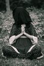 Woman Covered With Black Textile on Head