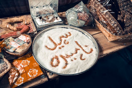 A display of traditional wedding gifts and sweets from a wedding in Ahmedabad, India.