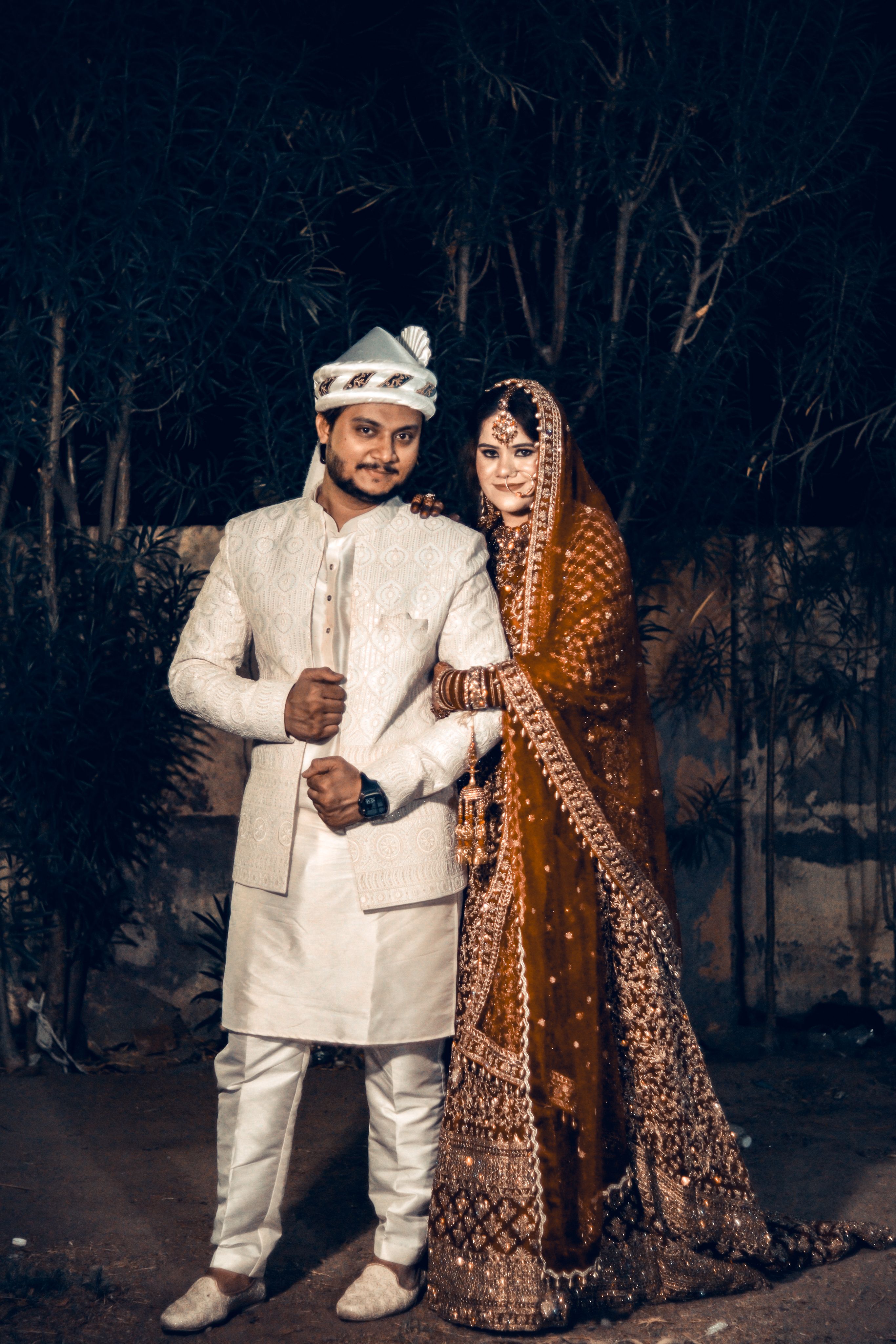 Elegant Indian Wedding Couple Portrait Outdoors · Free Stock Photo