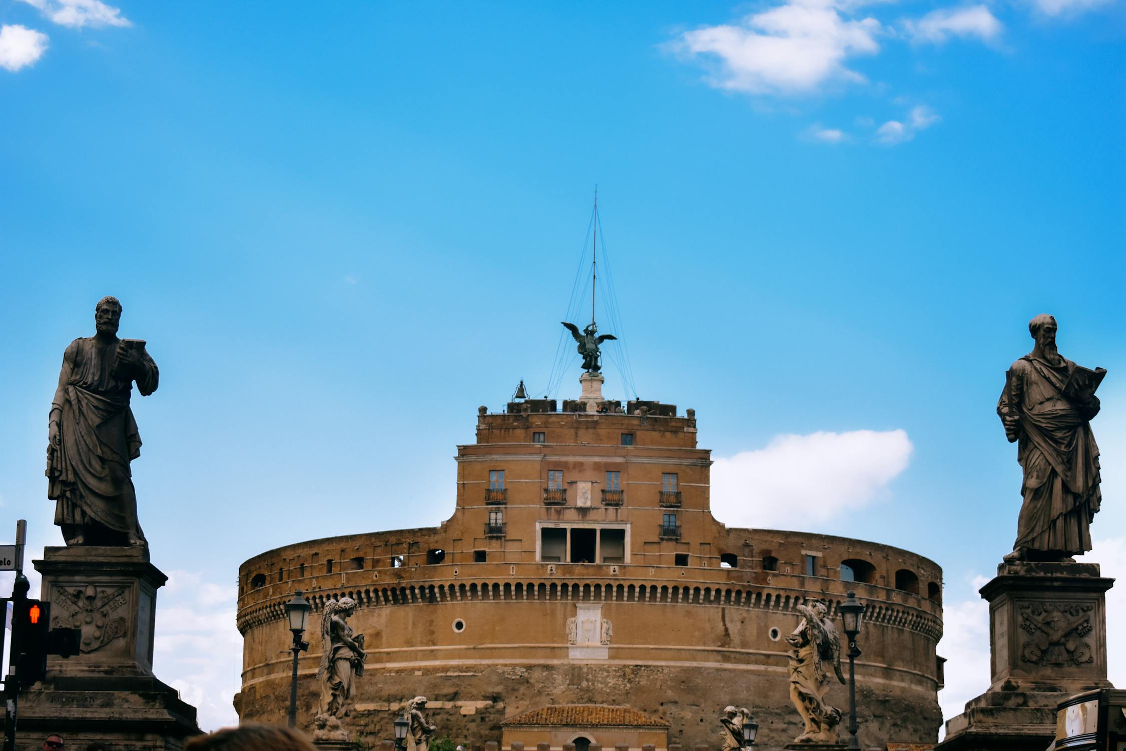 Historic Castel Sant'Angelo in Rome under Blue Sky