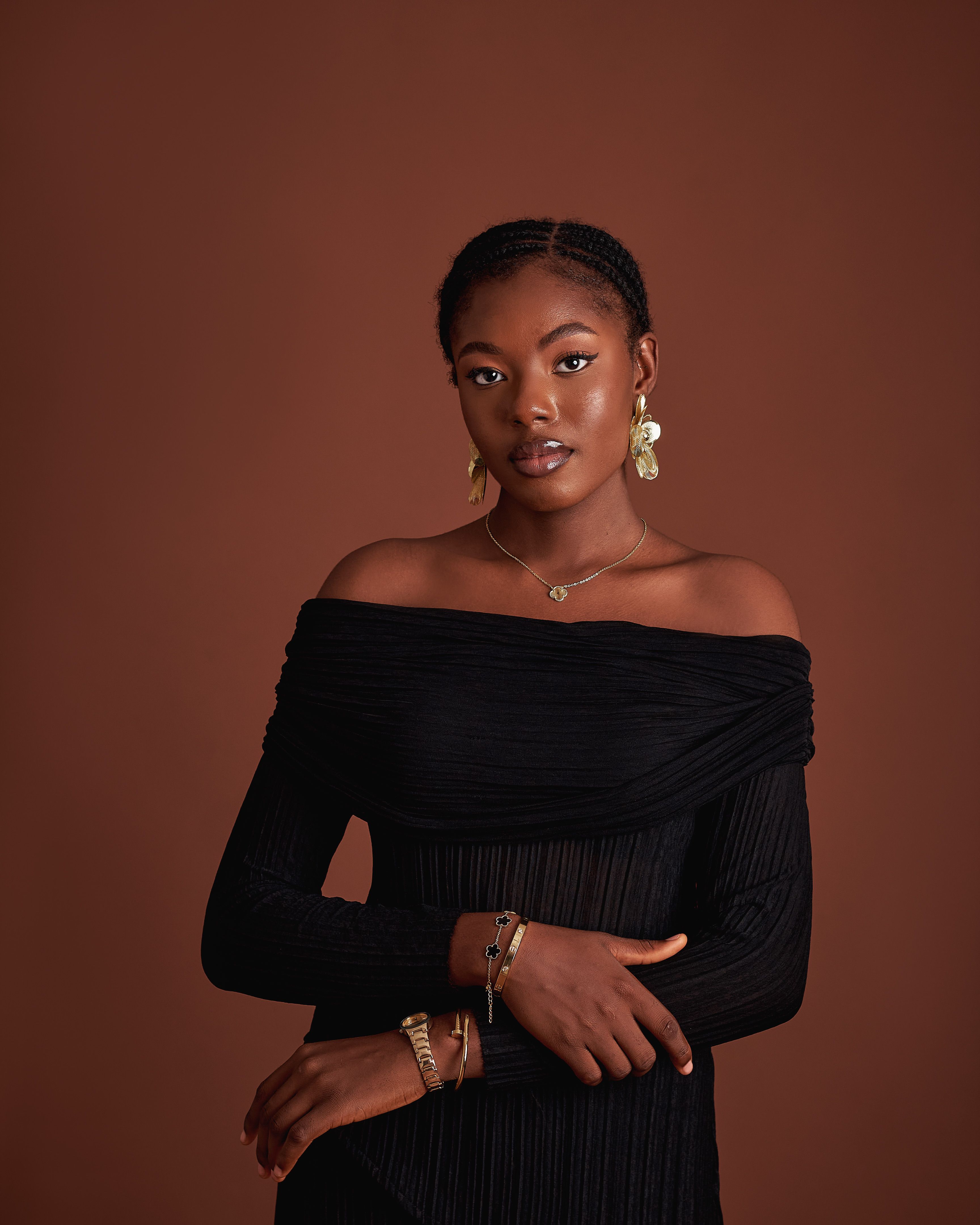 Elegant Portrait of a Woman in Black Dress  Free Stock Photo