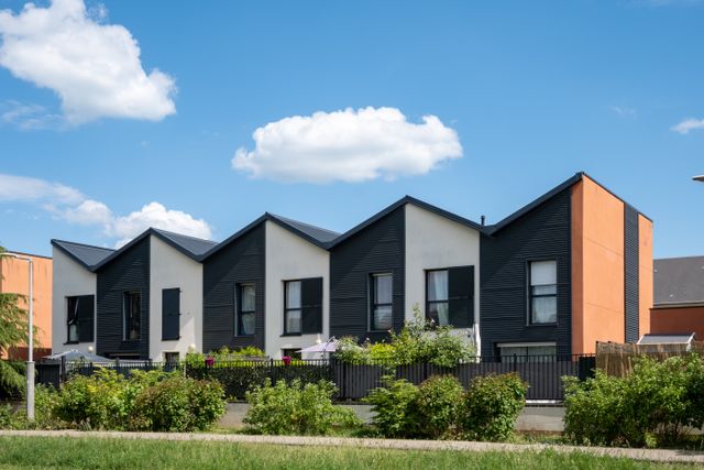 Maison individuelle contemporaine sous un ciel bleu illustrant un projet d'architecte à Agen