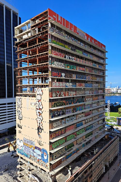 Free Urban exploration of an abandoned building covered in graffiti in Miami, Florida. Stock Photo