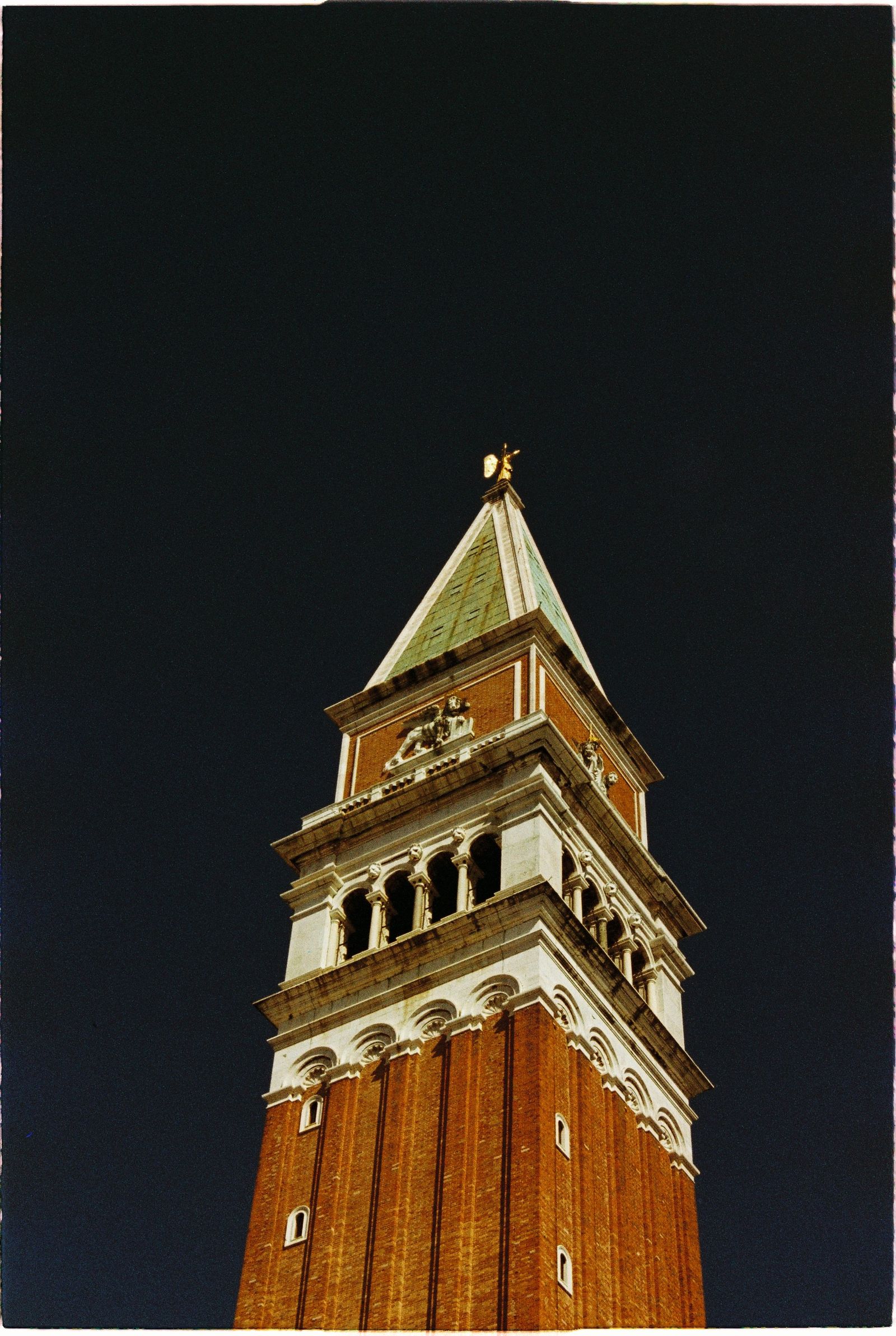 St Mark's Campanile in Venice under a clear night sky
