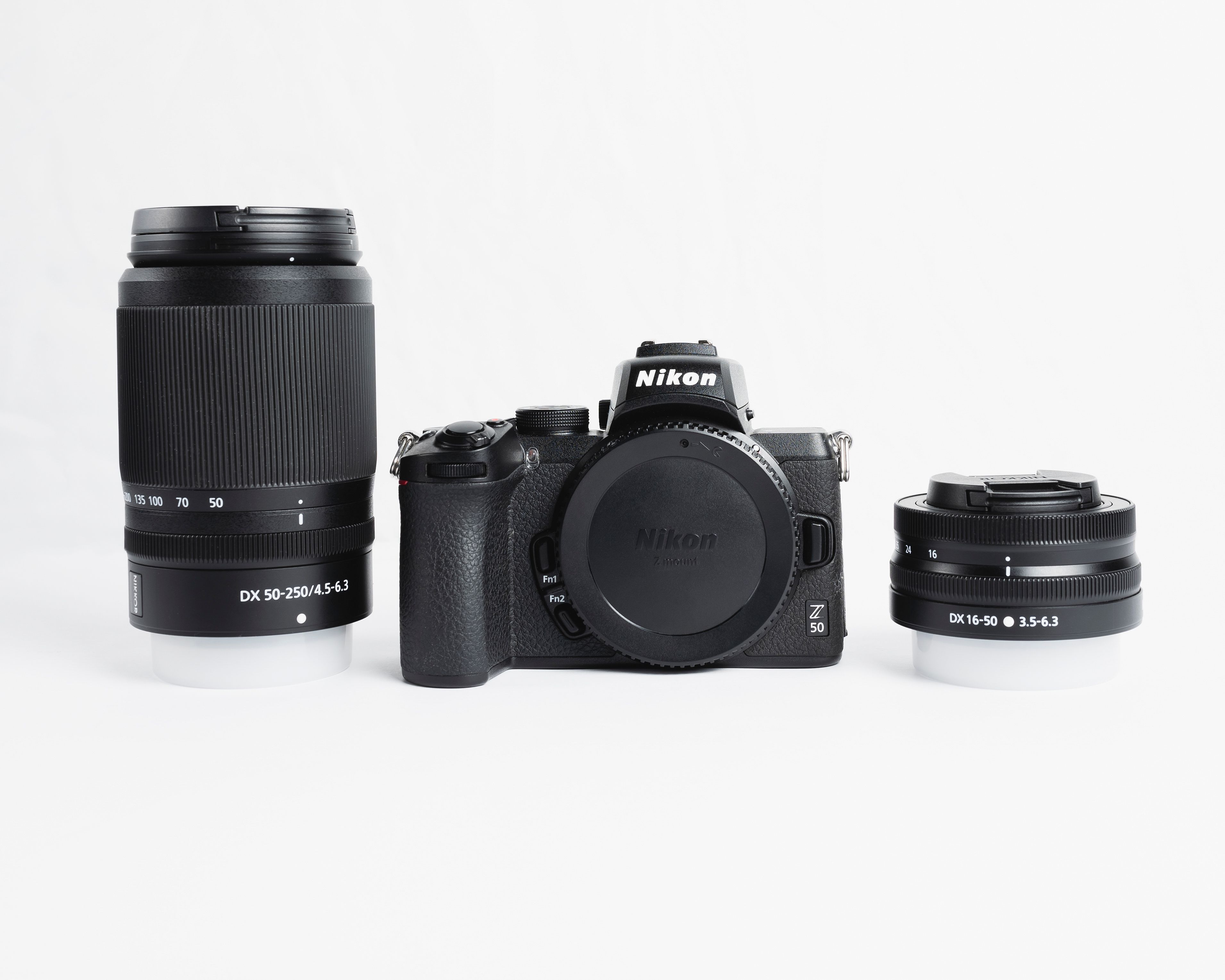 High-quality image of a Nikon camera with two lenses, ideal for photography enthusiasts.