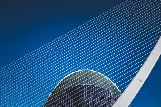 Striking architectural design of a building in Valencia, showcasing modern lines and geometry.
