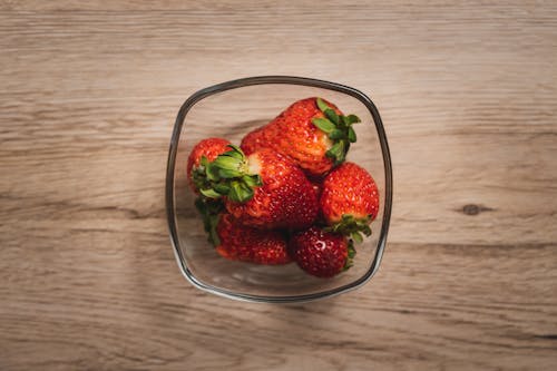 Strawberry Fruits in Glass Bowl