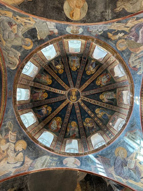 Free Intricate fresco adorning the dome of a historical Byzantine church in Istanbul. Stock Photo