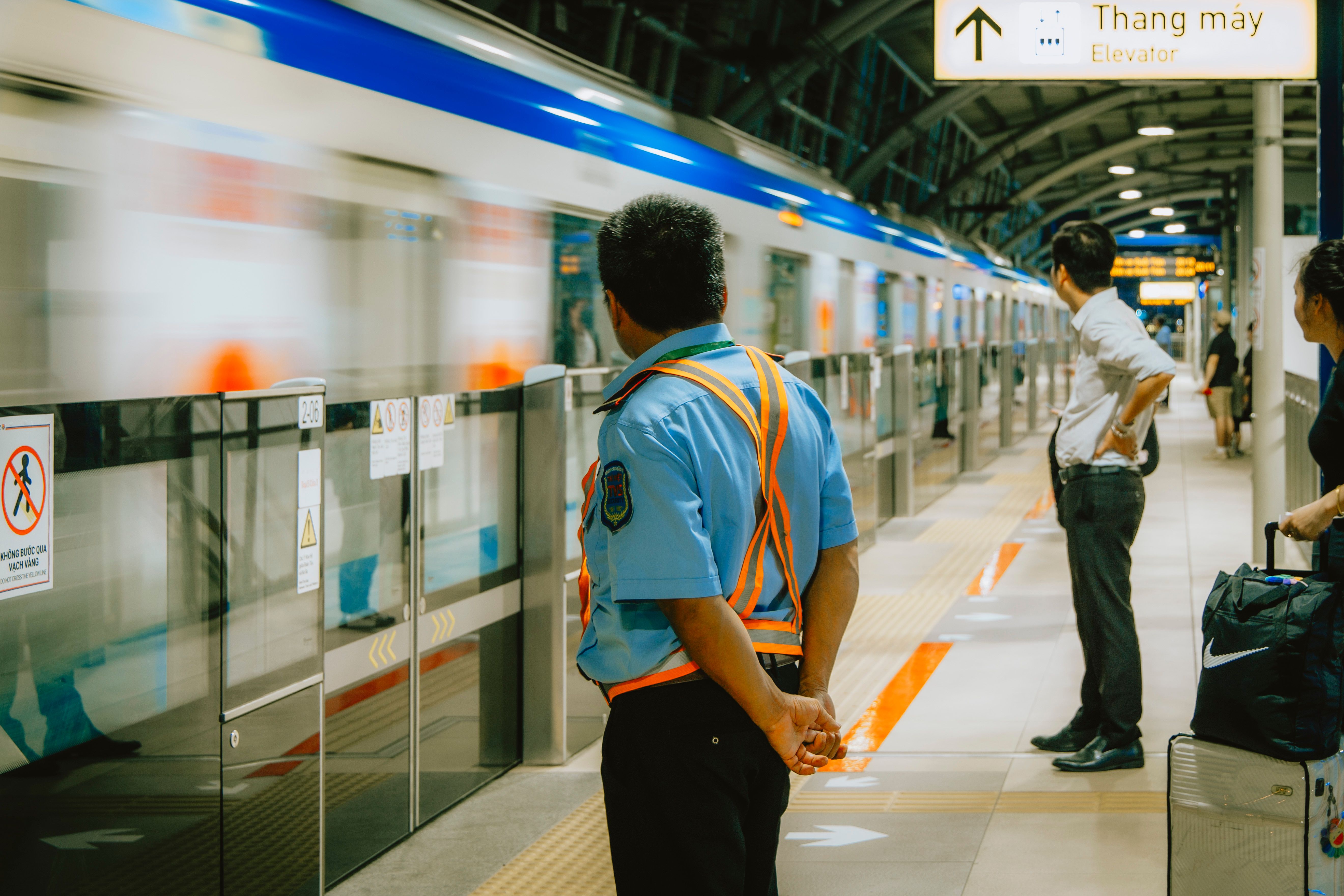 Security Guard at Vietnamese Metro Station · Free Stock Photo