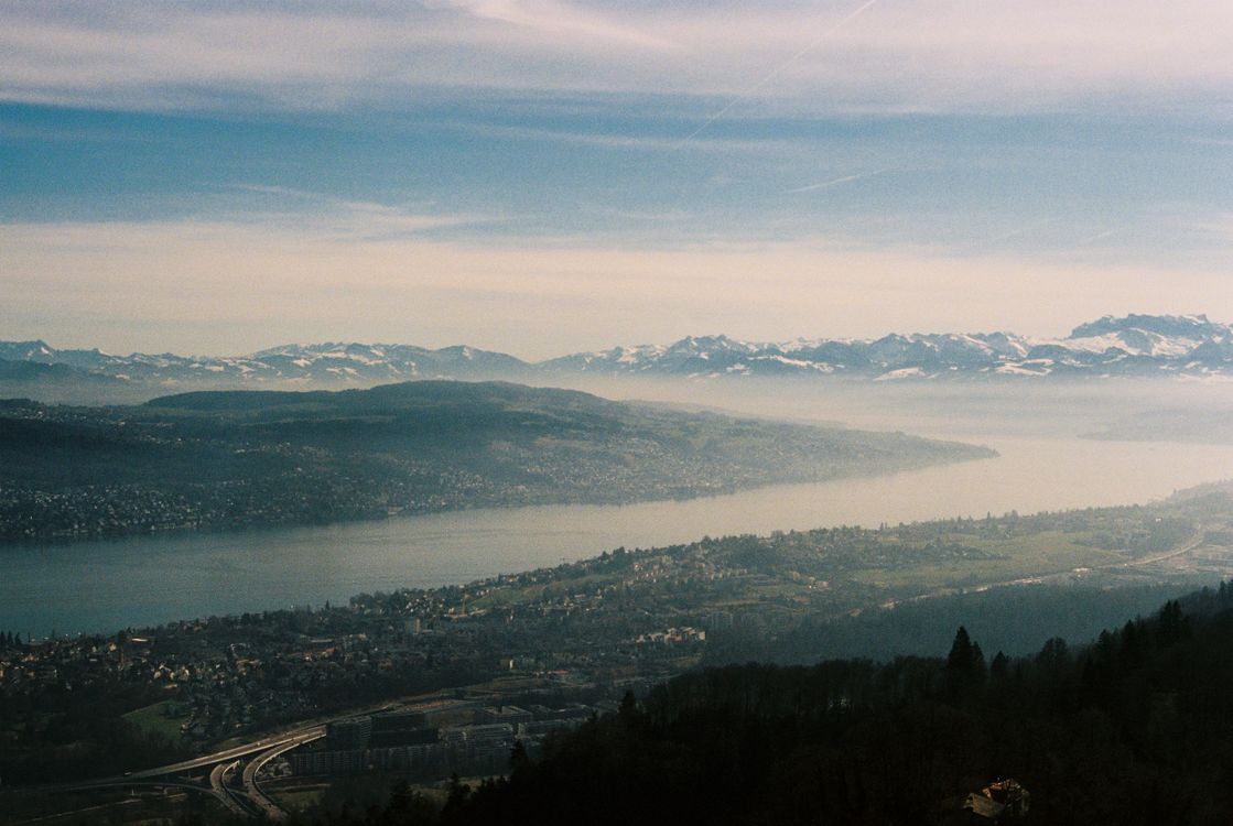 Aerial View of Swiss Landscape with Alps · Free Stock Photo
