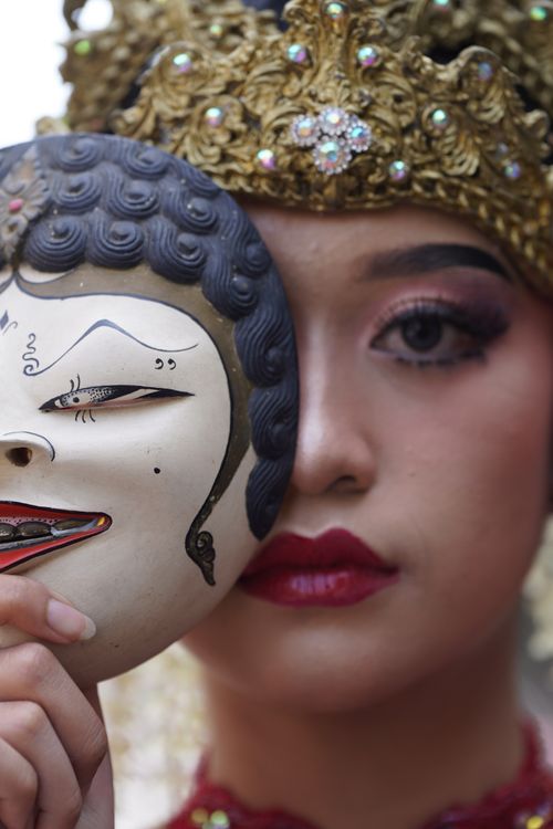 Java Dancer Mask Traditional Javanese Dancer with Decorative Mask · Free Stock Photo