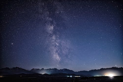 Milky Way over mountains at night