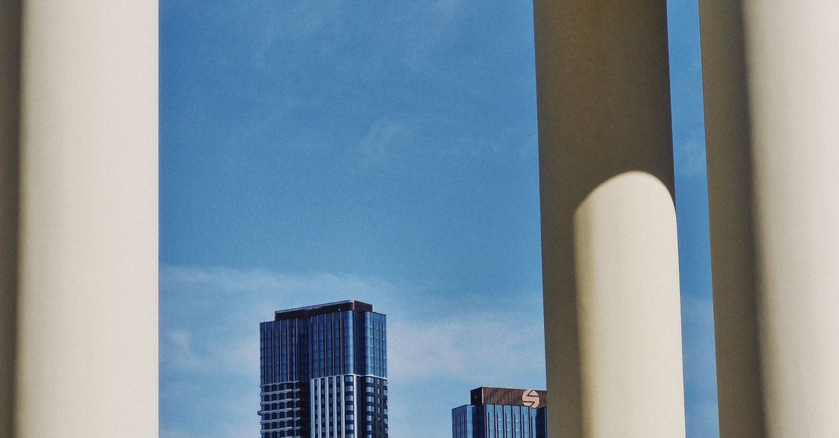Skyscraper Column Classic Columns Frame Modern Skyscrapers · Free Stock Photo