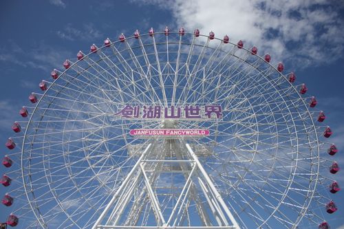 Free Giant Ferris wheel at Janfusun Fancyworld against a bright blue sky, offering a stunning view. Stock Photo