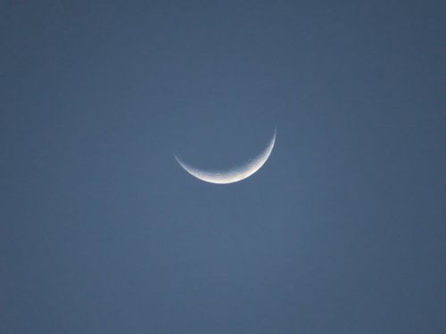 Free A serene crescent moon high in the clear night sky over Nagpur, India, showcasing its beauty. Stock Photo