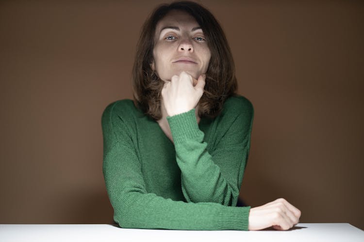 Woman In Green Sweater