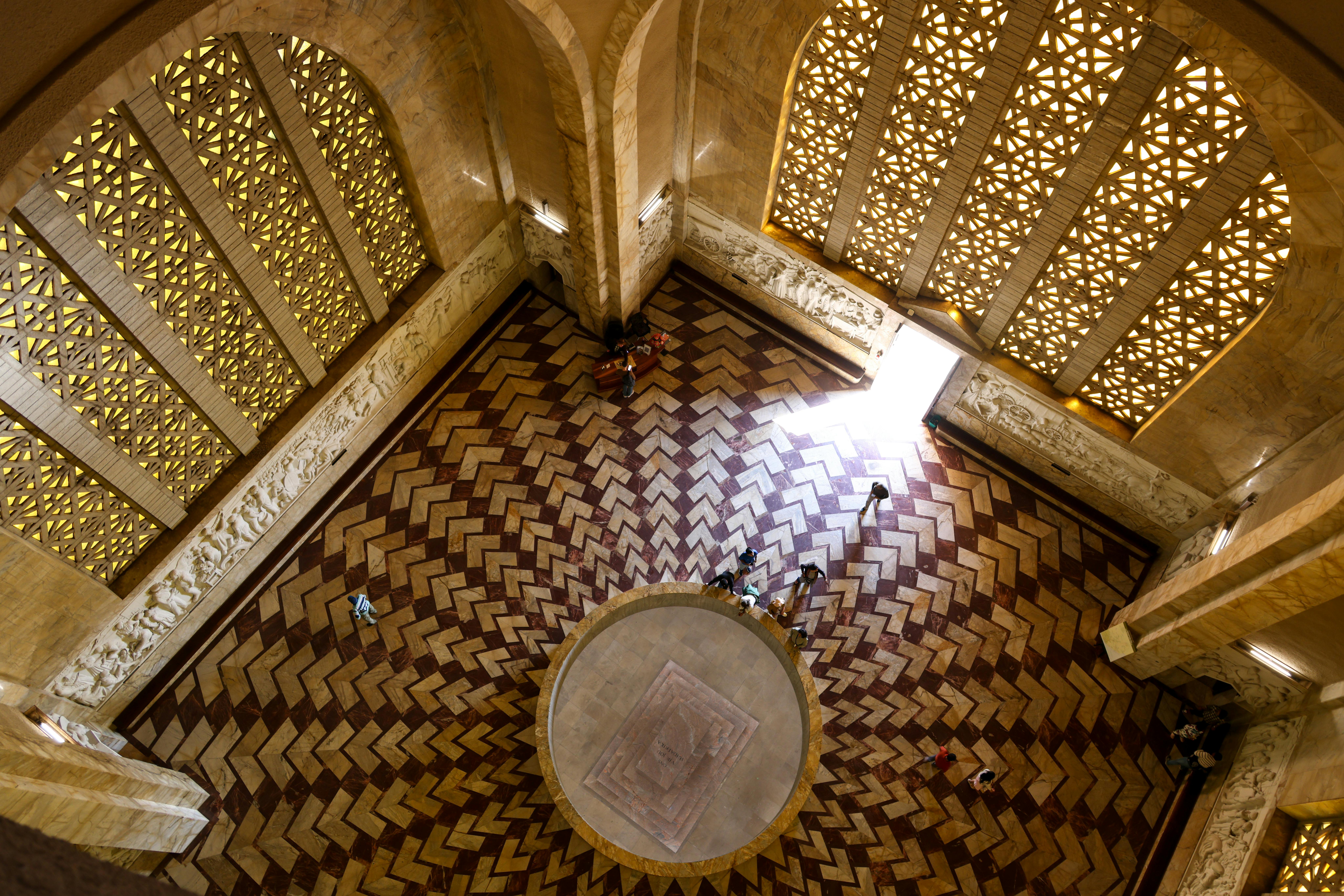 Stunning overhead view of a historical monument's intricate interior design.
