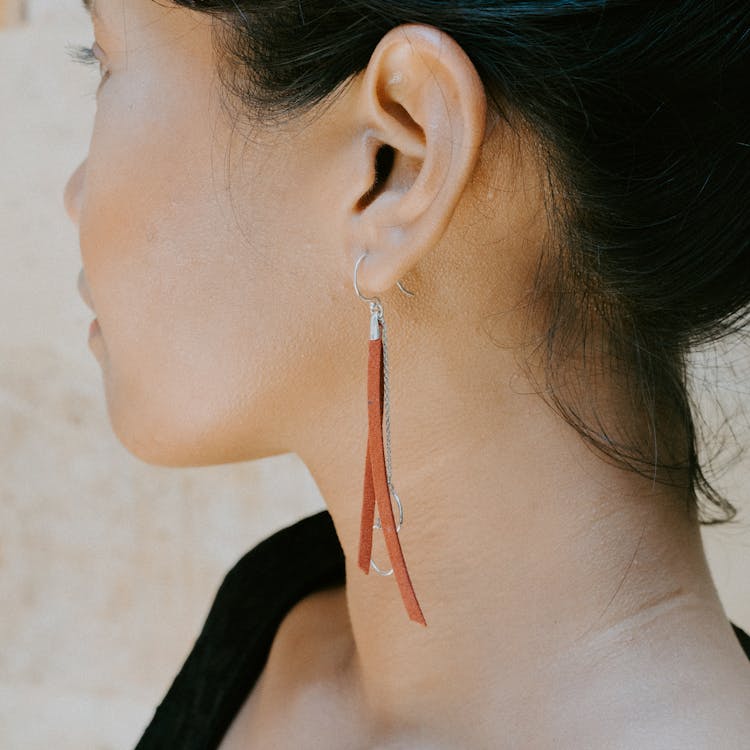 Woman Wearing Drop Earring