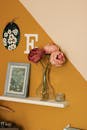 Decorative Peony Arrangement on Stylish Shelf