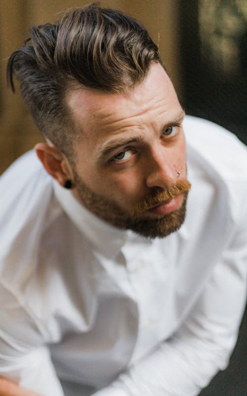 Man Wearing White Dress Shirt Looking Up