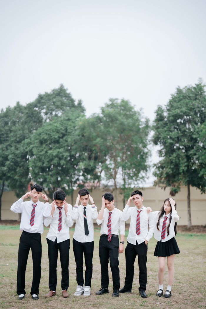 Group of students in uniform together