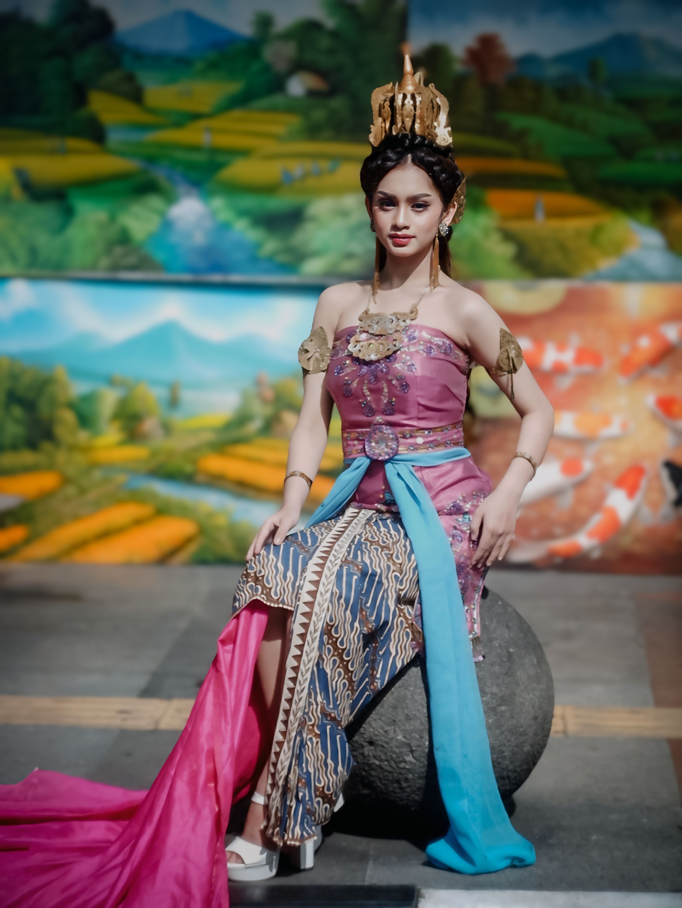 Traditional Asian Dance Costume Portrait Outdoors