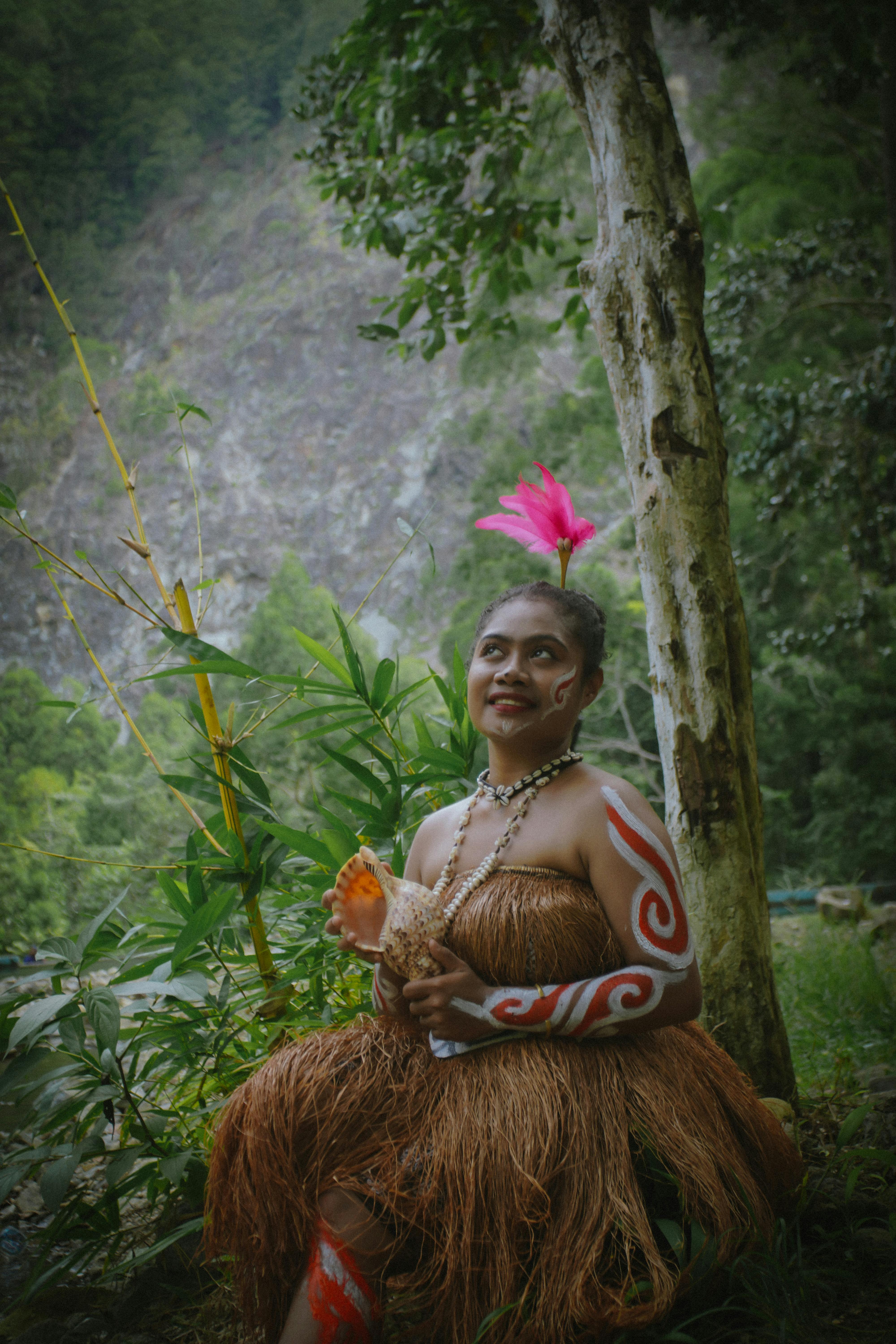 Traditional Woman in Nature with Tribal Attire