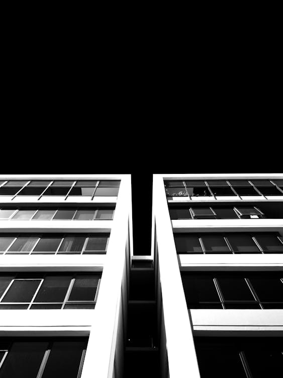 Monochrome Photo of Multi-Storey Building
