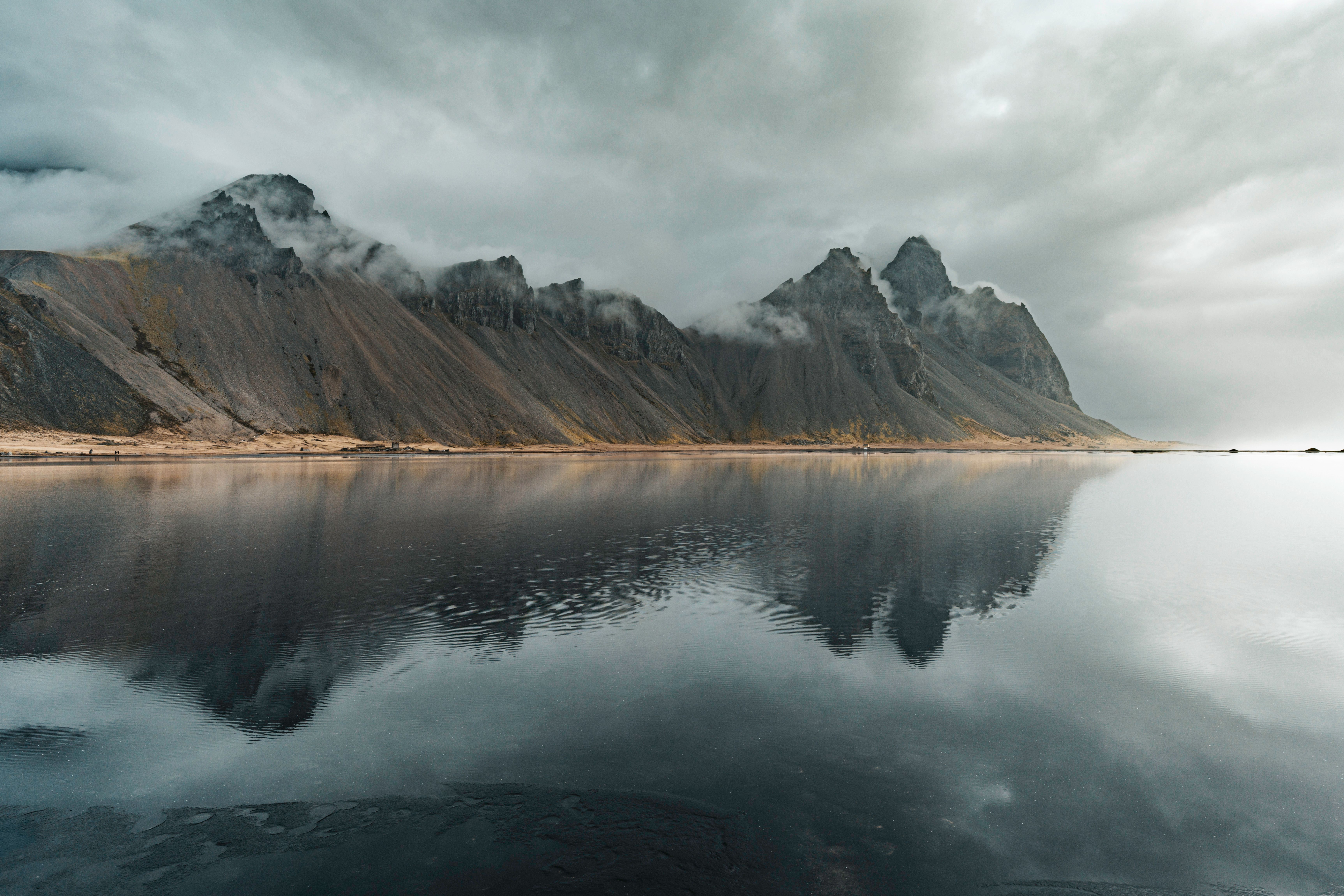 scenic-view-of-vestrahorn-mountain-reflection-in-iceland-free-stock-photo