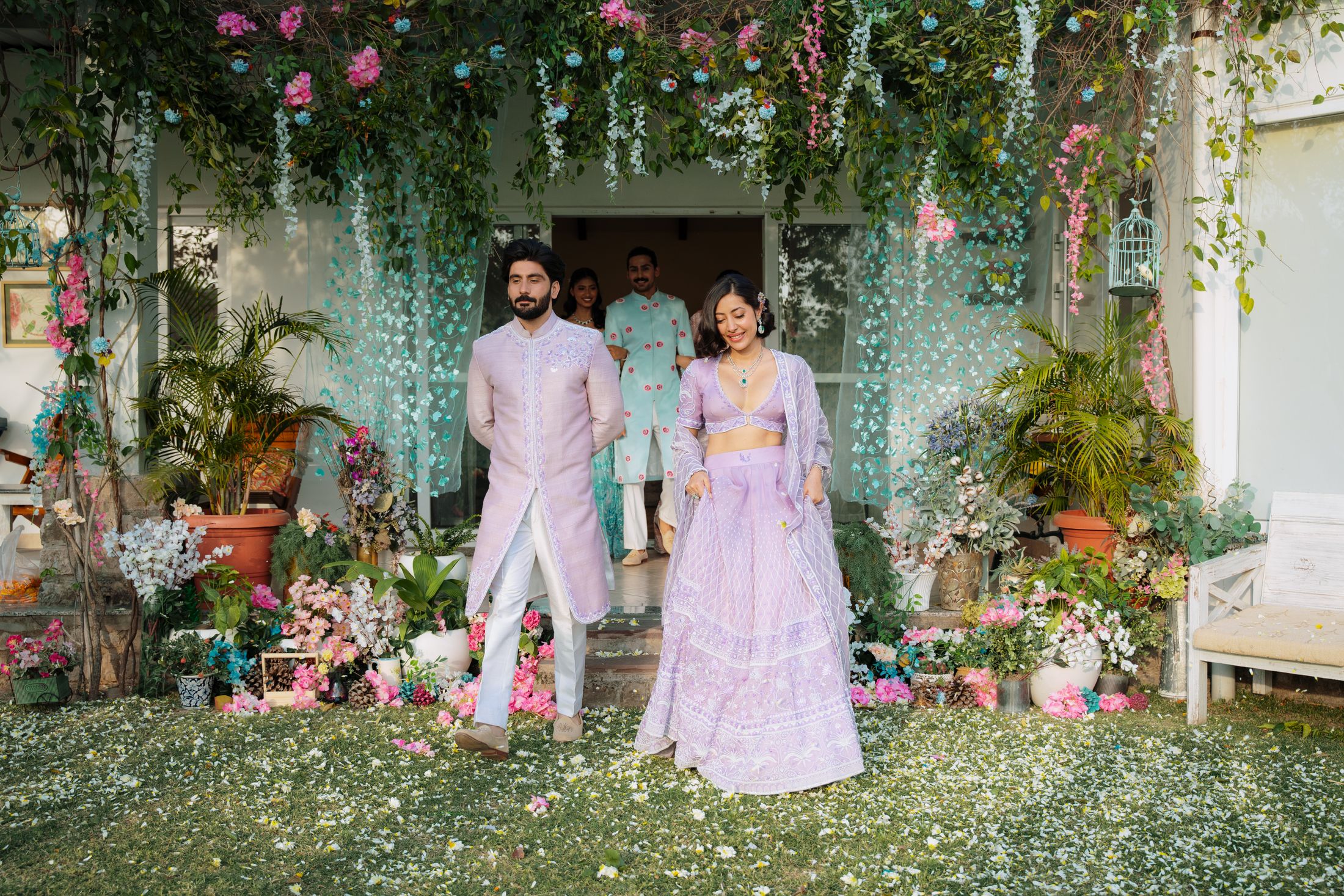 Indian bride and groom in traditional wedding attire