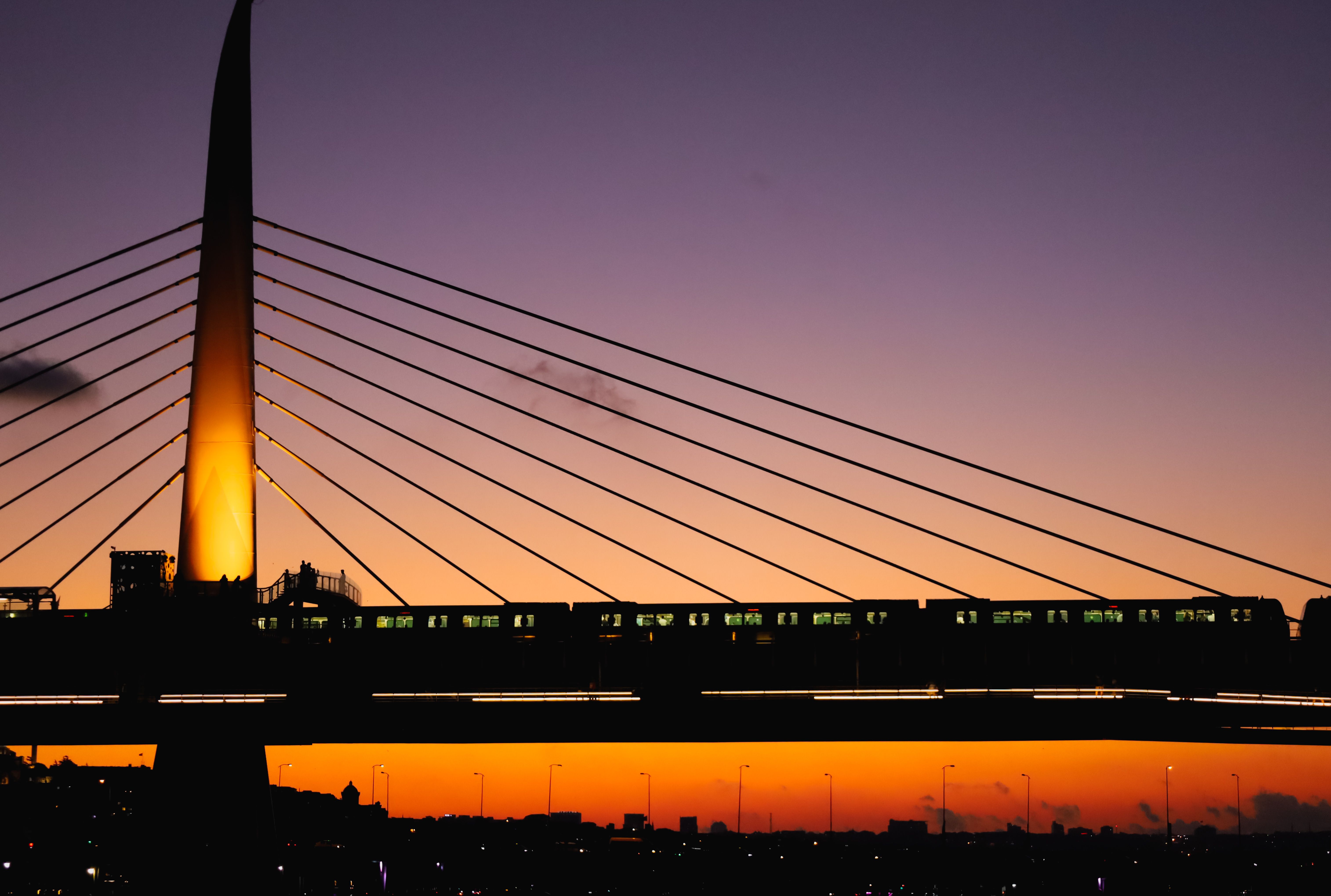 Silhouette of Urban Bridge at Sunset · Free Stock Photo