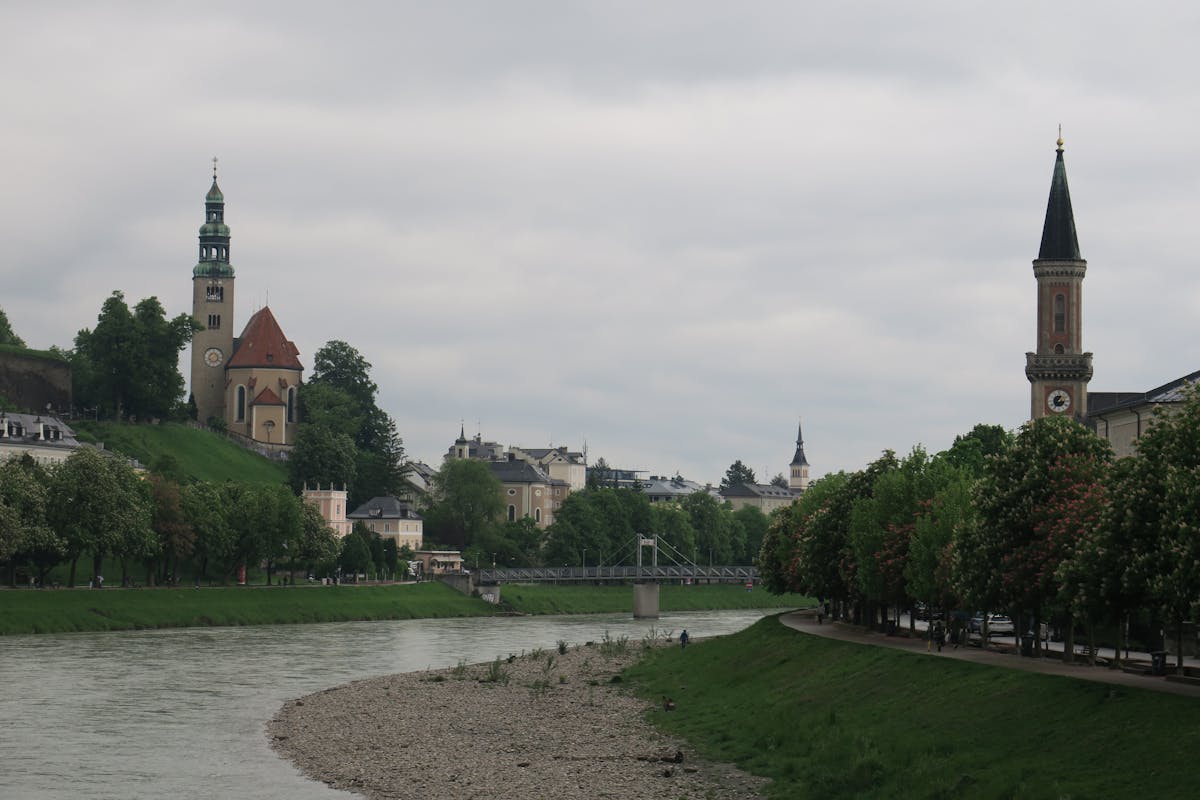 Picturesque View of Churches by Riverside