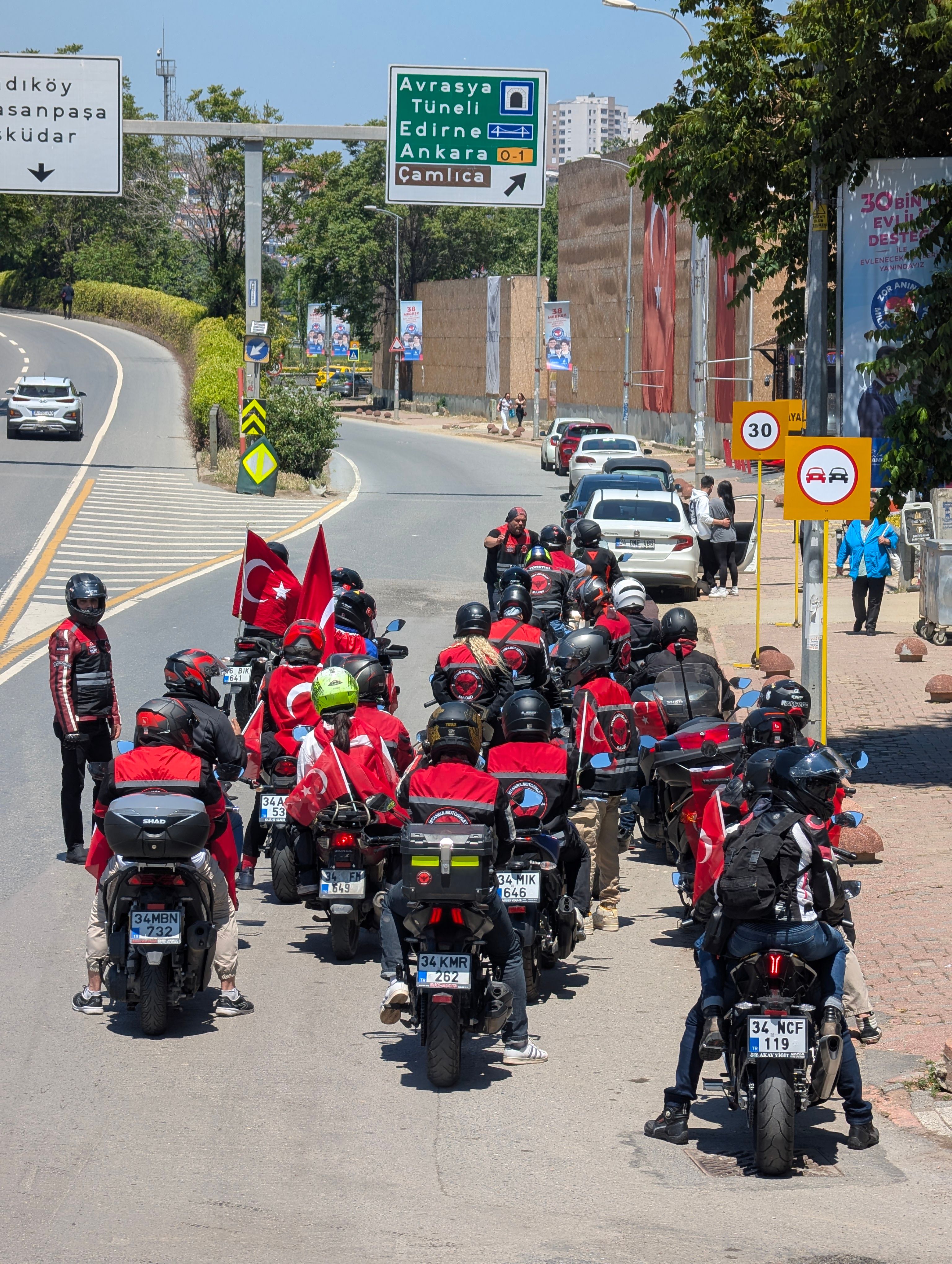 Motorcycle Rally in Istanbul with Turkish Flags · Free Stock Photo